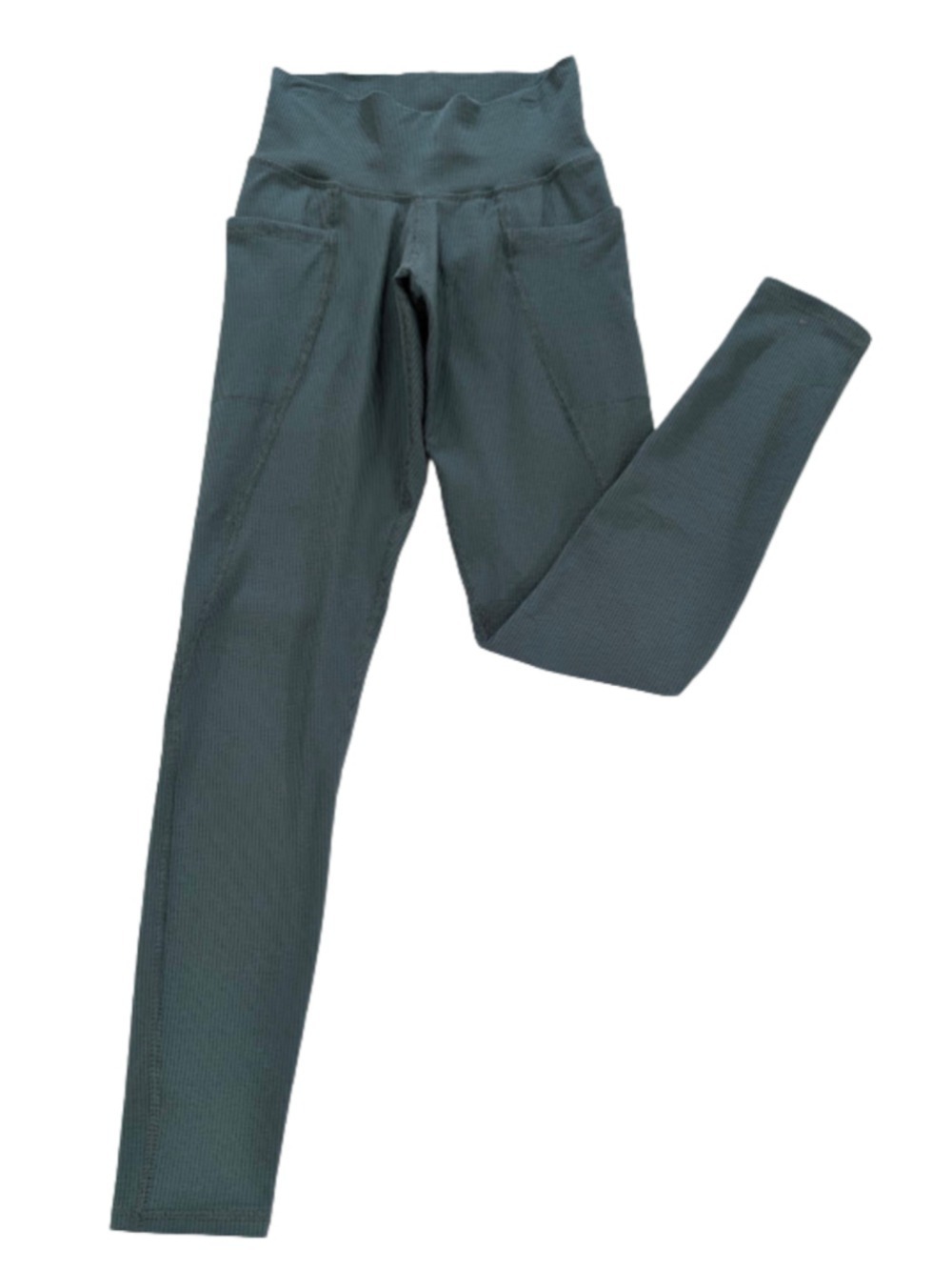 Toad&Co Ribbed Leggings XS Green Yoga Hiking Athleisure Pocket Activewear